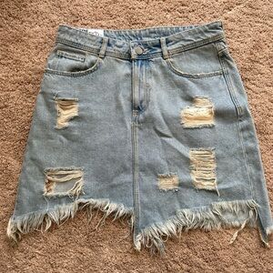 Zara Distressed Denim Skirt